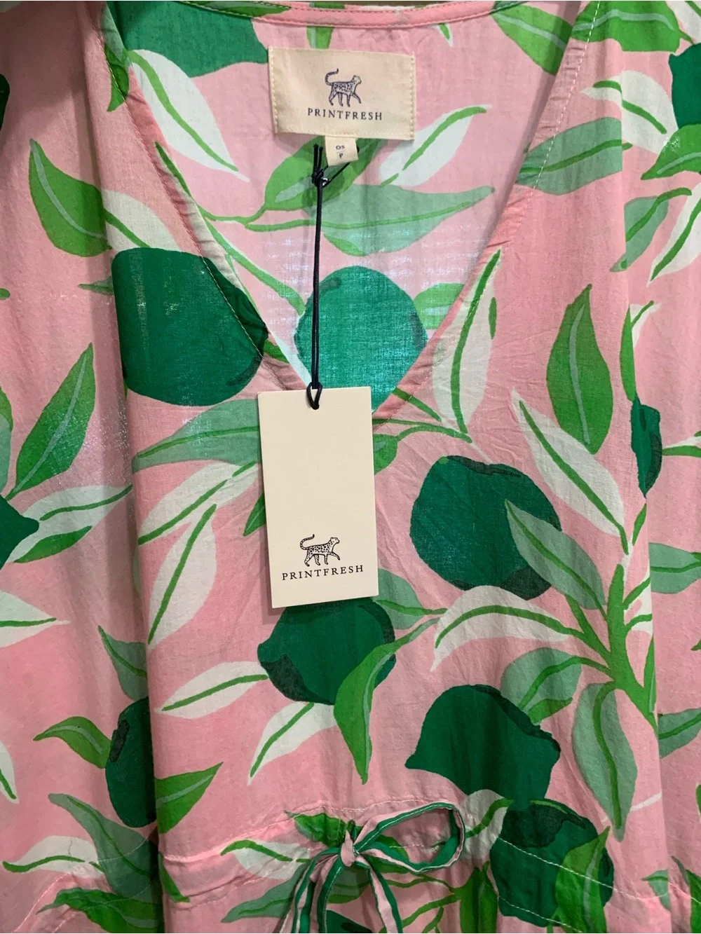 Print Fresh Lime Zest Organic Cotton Caftan OS P - Picture 9 of 15